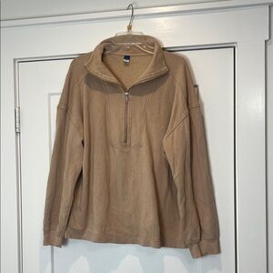 Old Navy women’s Beige Zip-Up Sweatshirt size large.